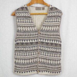 Men's Vintage Structure Cotton-Wool Blend Button Up Sweater Vest Large